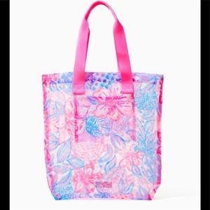 NWT Lilly Pulitzer GWP Mesh Tote Pink Isle Snappy Turtle